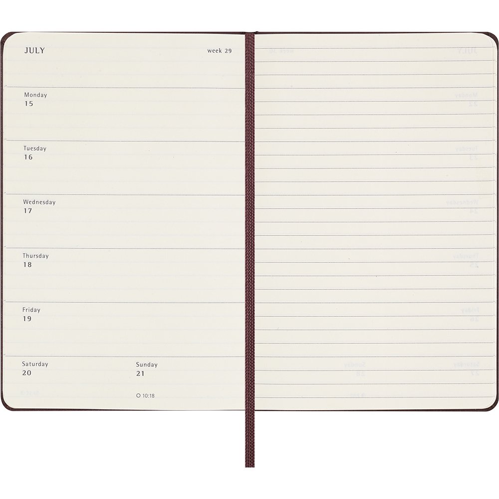 Moleskine Planner 2024 Hard P Uke Notat burgundy red Papiria