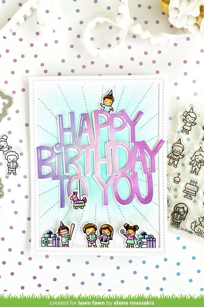 Set Di Timbri Trasparenti Lawn Fawn – 3x4" Tiny Birthday Friends, Per Scrapbooking E Biglietti D'auguri, Fai Da Te