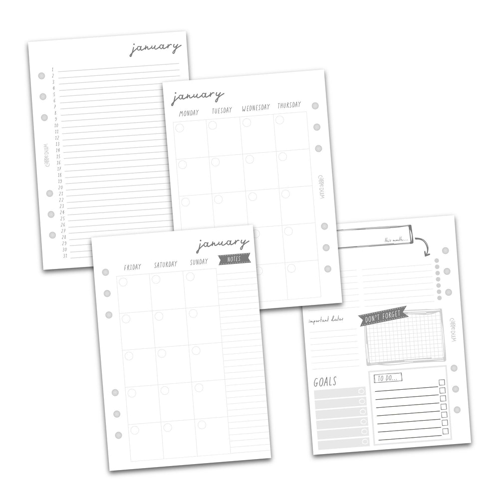 Carpe Diem A5 Calendar Inserts Papiria