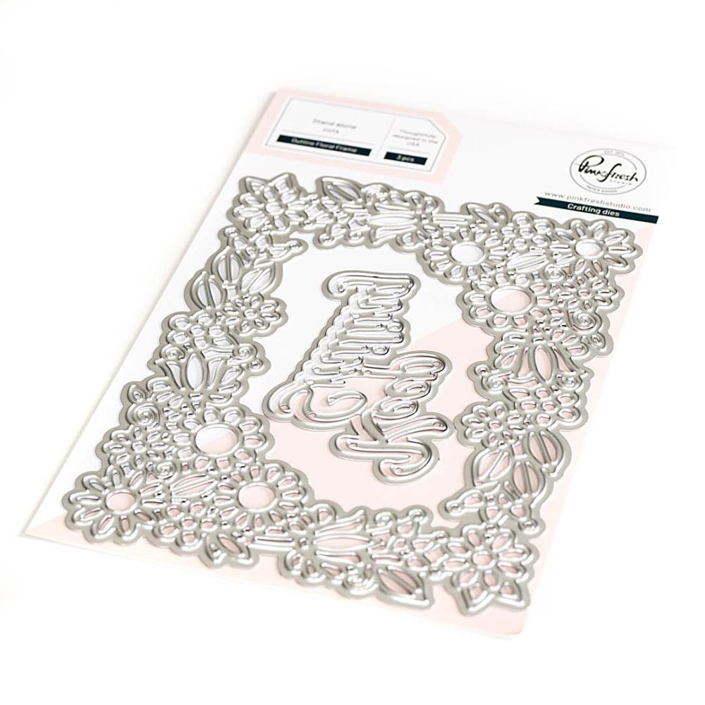 Pinkfresh Studio Outline Floral Frame die - Papiria