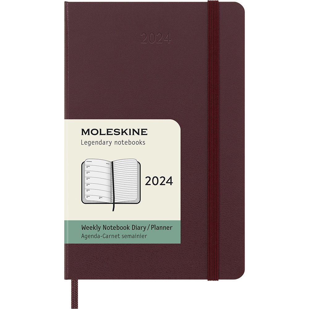 Moleskine Planner 2024 Hard P Uke Notat burgundy red Papiria